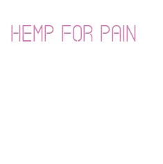 hemp for pain